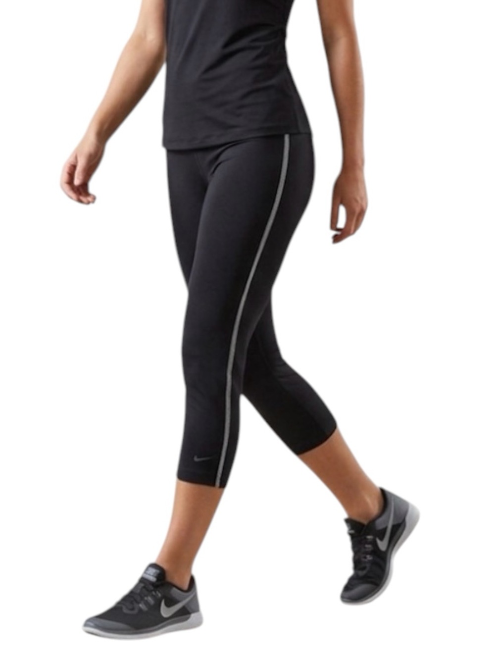 Nike Women’s Tour Performance Dri-Fit Black Mid Rise Cropped Sport Legging XL